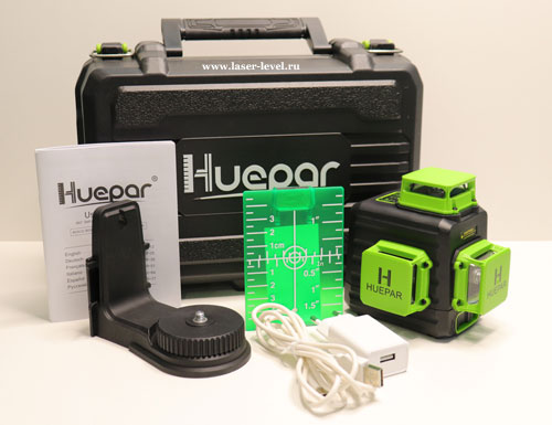 Комплект поставки лазерного уровня Huepar B03CG