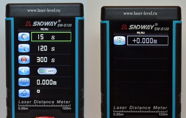 SNDWAY SW-S120 - меню дальномера