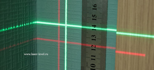 Толщина красной и зелёной лазерной линии на 5м у лазерного уровня Firecore F113XG (XR)
