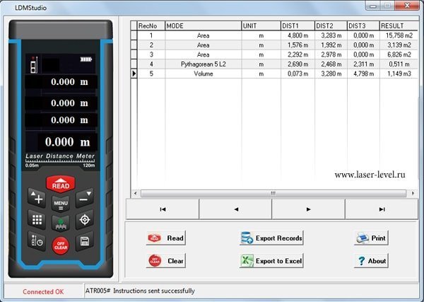 Sndway sw s120 - интерфейс программы после выгрузки данных