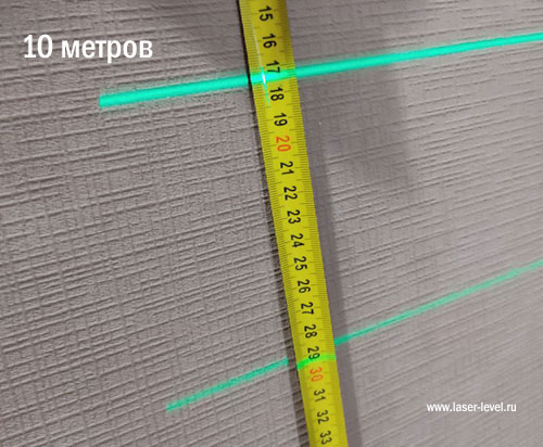 Толщина лазерной линии у лазерного уровня GROSAM WL-DW16 на 10 метрах от стены